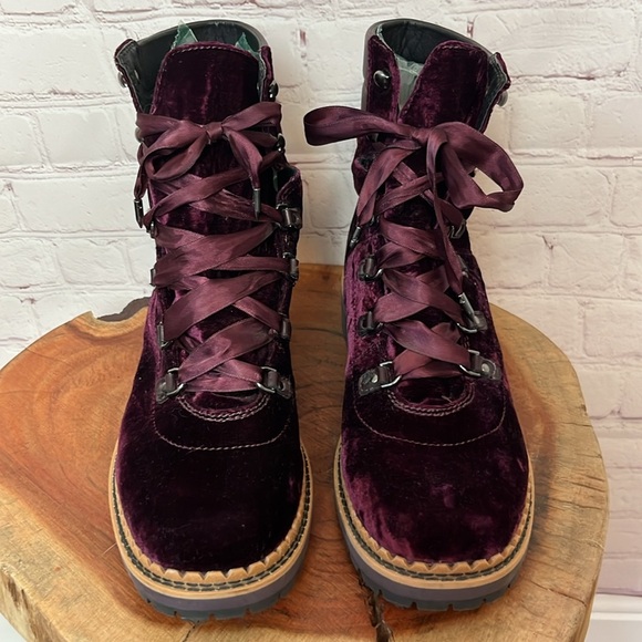 Sam Edelman Browan Crushed Velvet Ribbon Lace Up Boots - Picture 3 of 11